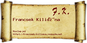 Francsek Kiliána névjegykártya
